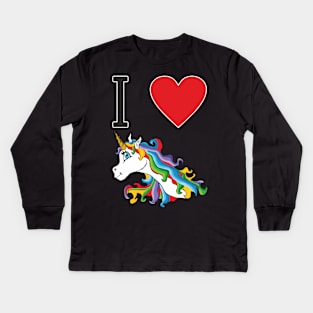 I love cute colourful sweet unicorn Kids Long Sleeve T-Shirt